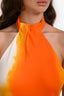 Salvatore Ferragamo 2023 Orange/ White Drop Waist Halter Neck Maxi Dress Size 44