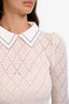 Christian Dior White Cashmere/Silk Peter Pan Collar Sweater Size 6