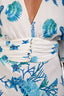 Roberto Cavalli White/Blue Silk Seashell Ruffle Sleeve Midi Dress Size 40