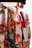 DSquared2 Beige/Red Silk Printed Wide Leg Belted Pants Size 40