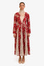 Red Valentino Red/Beige Lace Detail Long Sleeve Maxi Dress Size 40