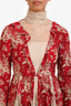 Red Valentino Red/Beige Lace Detail Long Sleeve Maxi Dress Size 40