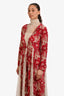 Red Valentino Red/Beige Lace Detail Long Sleeve Maxi Dress Size 40