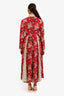 Red Valentino Red/Beige Lace Detail Long Sleeve Maxi Dress Size 40