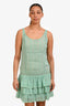 Blumarine Turquoise Sheer Ruffle Eyelet Sleeveless Dress Size 8