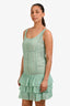 Blumarine Turquoise Sheer Ruffle Eyelet Sleeveless Dress Size 8