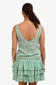 Blumarine Turquoise Sheer Ruffle Eyelet Sleeveless Dress Size 8