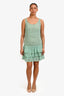 Blumarine Turquoise Sheer Ruffle Eyelet Sleeveless Dress Size 8