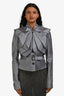 John Galliano Purple Satin Pleated Detail Blazer Size 40