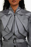 John Galliano Purple Satin Pleated Detail Blazer Size 40