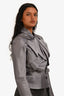 John Galliano Purple Satin Pleated Detail Blazer Size 40