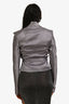 John Galliano Purple Satin Pleated Detail Blazer Size 40