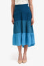 Peter Pilotto Teal Silk Tiered Maxi Skirt Est. Size S