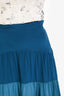 Peter Pilotto Teal Silk Tiered Maxi Skirt Est. Size S