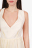 Heidi Merrick Cream Linen Pleated Sleeveless Maxi Dress Size XL