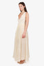 Heidi Merrick Cream Linen Pleated Sleeveless Maxi Dress Size XL