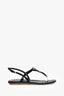 Prada Black Patent Leather Triangle Logo Thong Sandals Size 36
