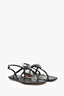 Prada Black Patent Leather Triangle Logo Thong Sandals Size 36