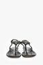 Prada Black Patent Leather Triangle Logo Thong Sandals Size 36