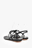 Prada Black Patent Leather Triangle Logo Thong Sandals Size 36