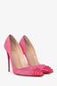 Christian Louboutin Pink Studded Suede Heels Size 36.5