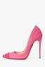 Christian Louboutin Pink Studded Suede Heels Size 36.5