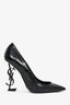 Saint Laurent Black Croc Embossed Leather Opyum Heels Size 39.5
