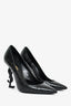 Saint Laurent Black Croc Embossed Leather Opyum Heels Size 39.5