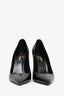 Saint Laurent Black Croc Embossed Leather Opyum Heels Size 39.5