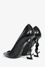Saint Laurent Black Croc Embossed Leather Opyum Heels Size 39.5