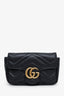 Gucci Black Leather GG Marmont Super Mini Crossbody Bag