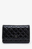 Pre-Loved Chanel™ 2015-16 Black Quilted Patent Leather Classic Wallet on Chain