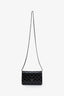 Pre-Loved Chanel™ 2015-16 Black Quilted Patent Leather Classic Wallet on Chain