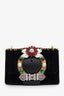 Miu Miu Black Velvet Crystal Buckle Flap Bag