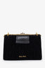Miu Miu Black Velvet Crystal Buckle Flap Bag