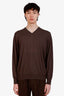 Brunello Cucinelli Brown Wool/Cashmere V-Neck Sweater Size 54 Mens