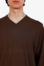 Brunello Cucinelli Brown Wool/Cashmere V-Neck Sweater Size 54 Mens