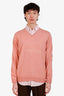 Brunello Cucinelli Orange Wool/Cashmere V-Neck Sweater Size 54 Mens