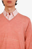 Brunello Cucinelli Orange Wool/Cashmere V-Neck Sweater Size 54 Mens