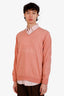 Brunello Cucinelli Orange Wool/Cashmere V-Neck Sweater Size 54 Mens