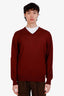 Brunello Cucinelli Burgundy Wool/Cashmere V-Neck Sweater Size 54 Mens