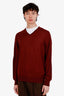 Brunello Cucinelli Burgundy Wool/Cashmere V-Neck Sweater Size 54 Mens
