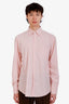 Brunello Cucinelli Pink Striped Cotton Button Up Shirt Size XL Mens