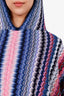 Missoni Blue/Pink Hooded Tassel Poncho Estimated Size S