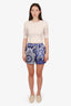 Louis Vuitton Blue/White Silk Twill Bandana Print Shorts Estimated Size S