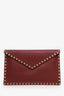Valentino Burgundy Grainy Calfskin Rockstud Envelope Clutch