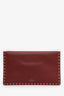 Valentino Burgundy Grainy Calfskin Rockstud Envelope Clutch