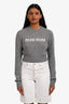 Miu Miu 2024 Grey Wool/Cashmere Logo Cropped Crewneck Sweater Size 38