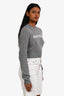 Miu Miu 2024 Grey Wool/Cashmere Logo Cropped Crewneck Sweater Size 38