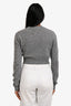 Miu Miu 2024 Grey Wool/Cashmere Logo Cropped Crewneck Sweater Size 38